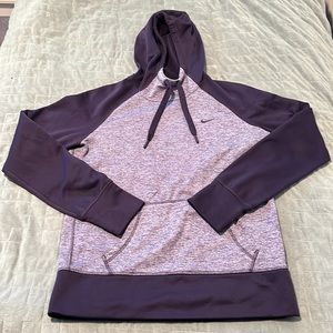 Nike Therma-Fit Hooded Sweatshirt, Hoodie, Purple, Polyester, Thumbholes, Size M
